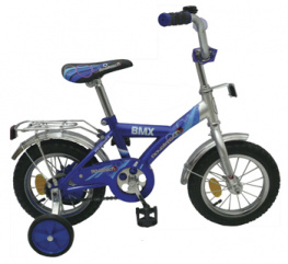 Велосипед 12*, yt серебристый металлик, ультрамарин, тормоз-ножка, крылья и багажник хромир. 